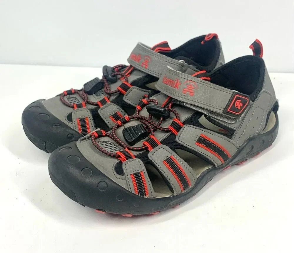 Kamik Crab Water Sandals Red Gray Black Little Kids Girls Boys Size 3 Unisex